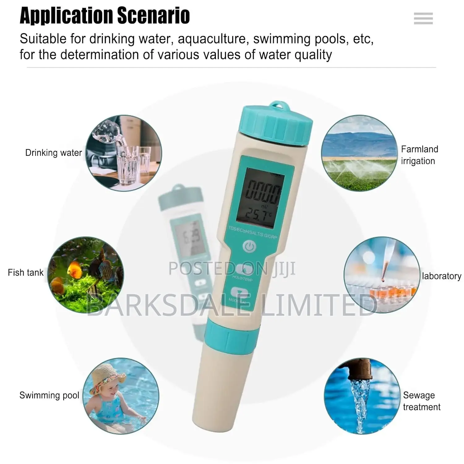 Water Quality Tester Orp Ph TDS Ec Salinity Sg 7 in 1 Meter