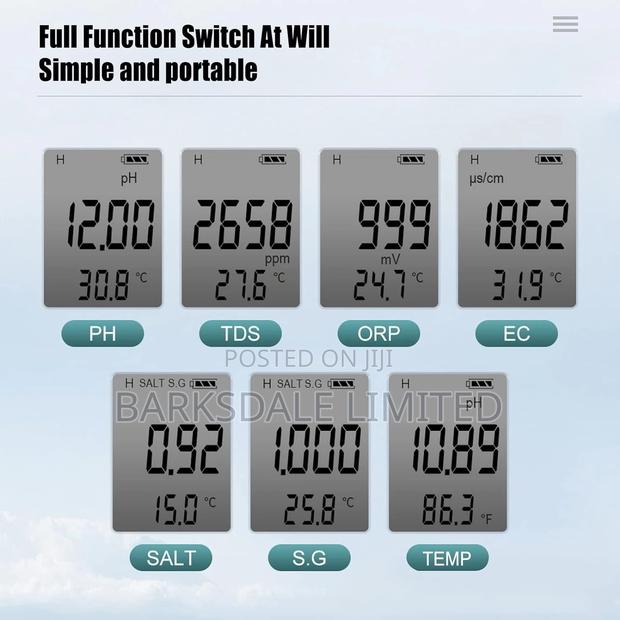 Water Quality Tester Orp Ph TDS Ec Salinity Sg 7 in 1 Meter - thumbnail 8
