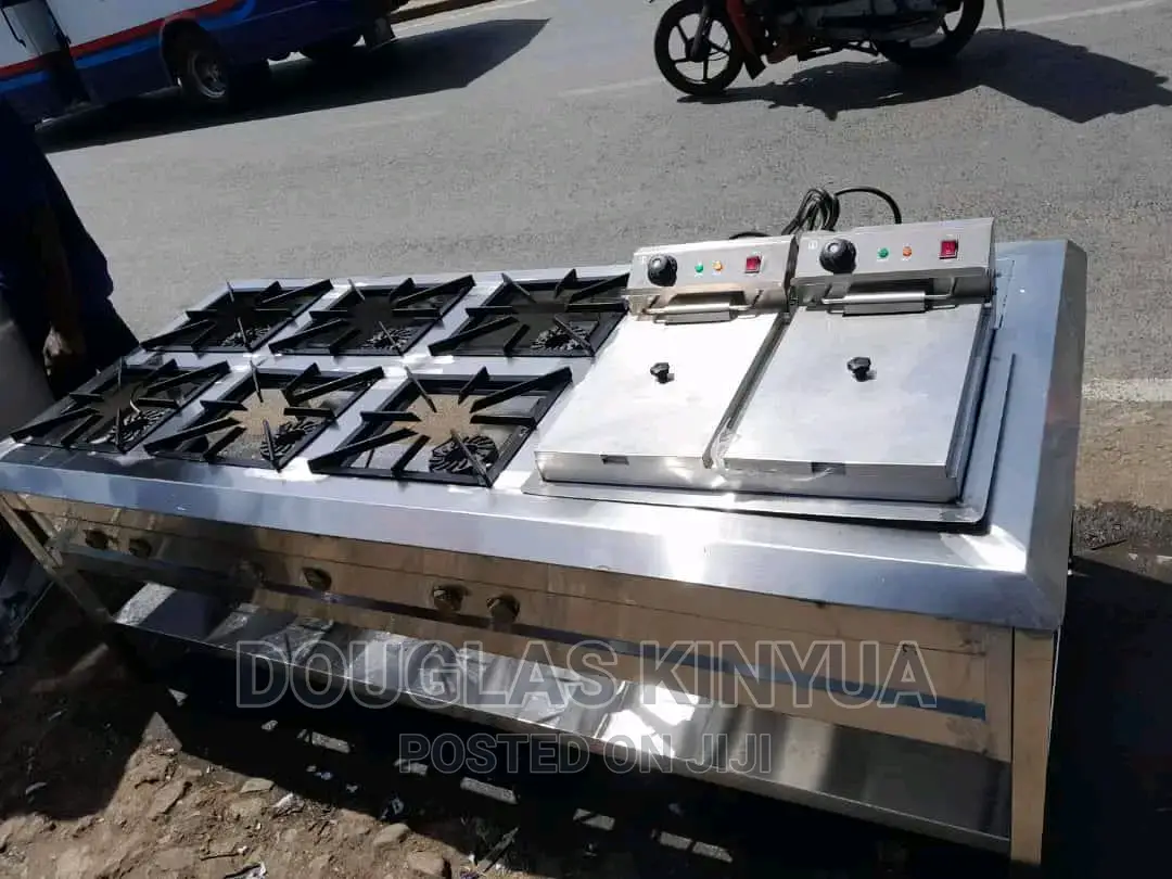 Commercial 6buner Combined Cooker Unit.Stainless Unit Cooker