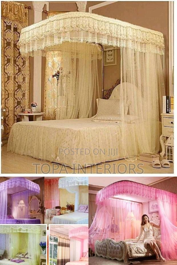 Metallic Two Stand Queen Size Bed Mosquito Nets Mesh Nets