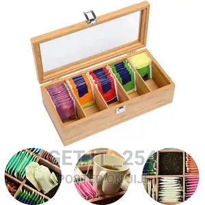 Just Found This Bamboo Container Box Tea Organizer Five-Grid