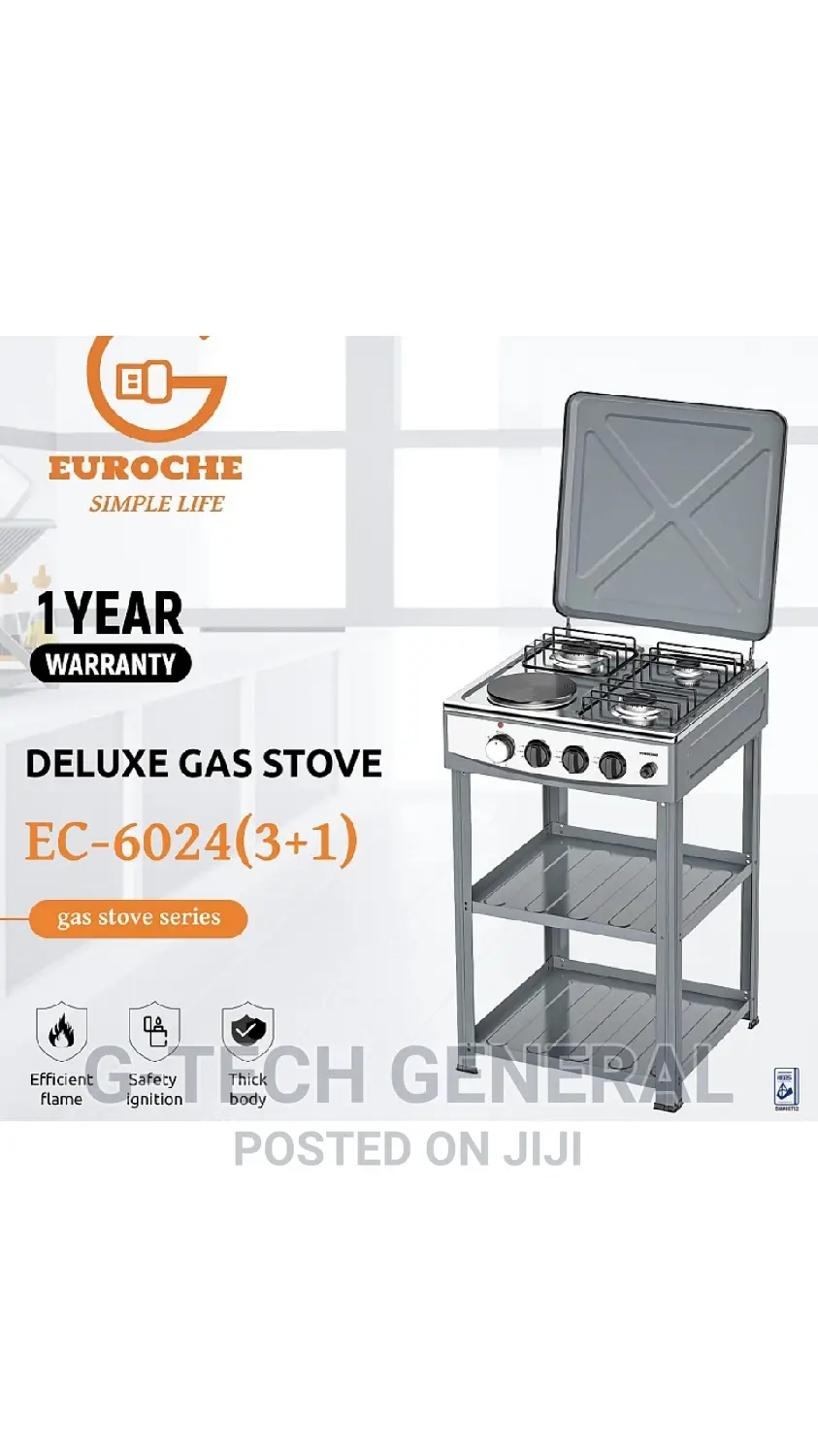 Eurochef Free Standing 3gas 1electric Cooker