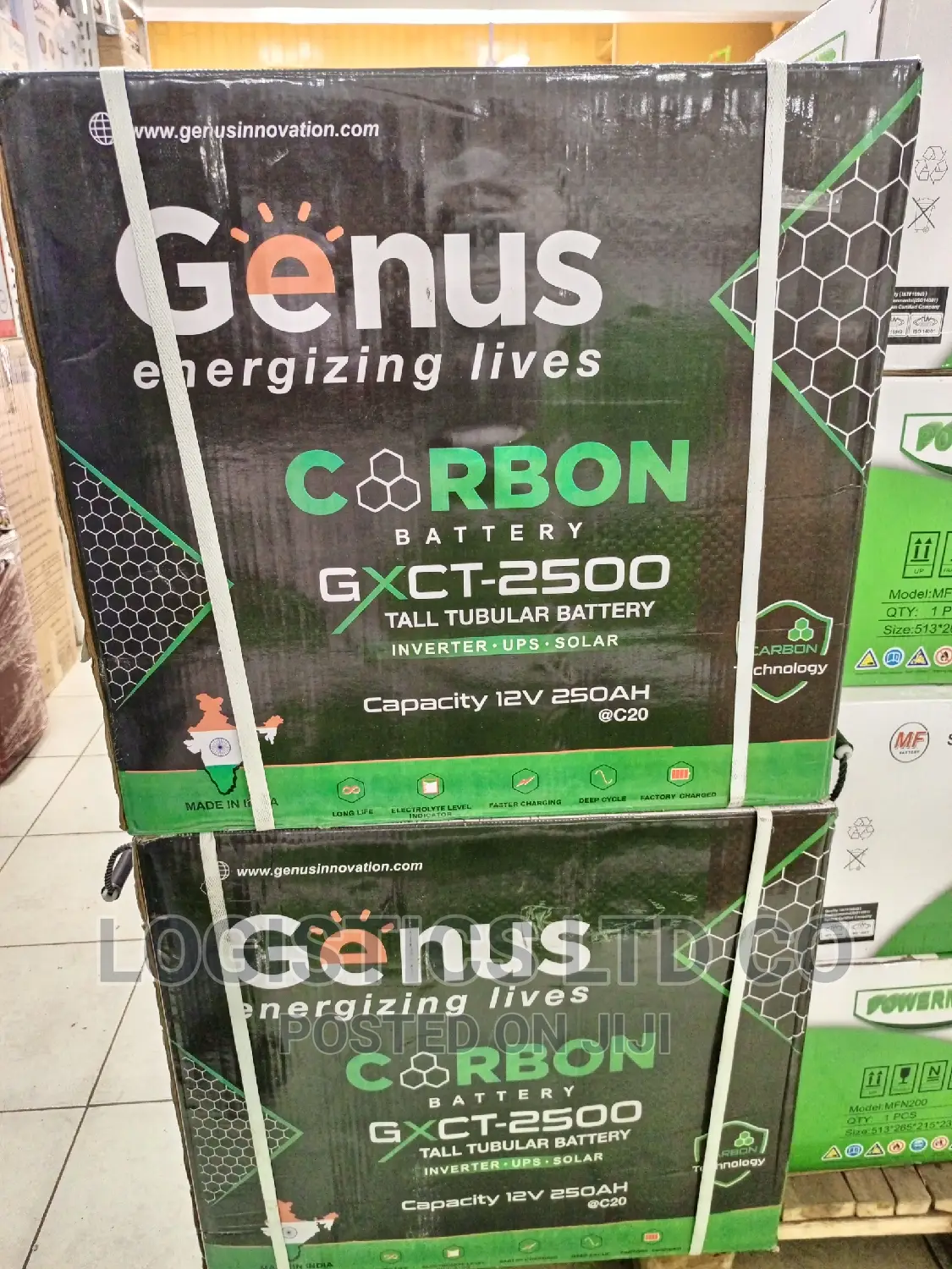 Carbon 250ah / 12V - GXCT-2500 Genus Tall Tubular Battery
