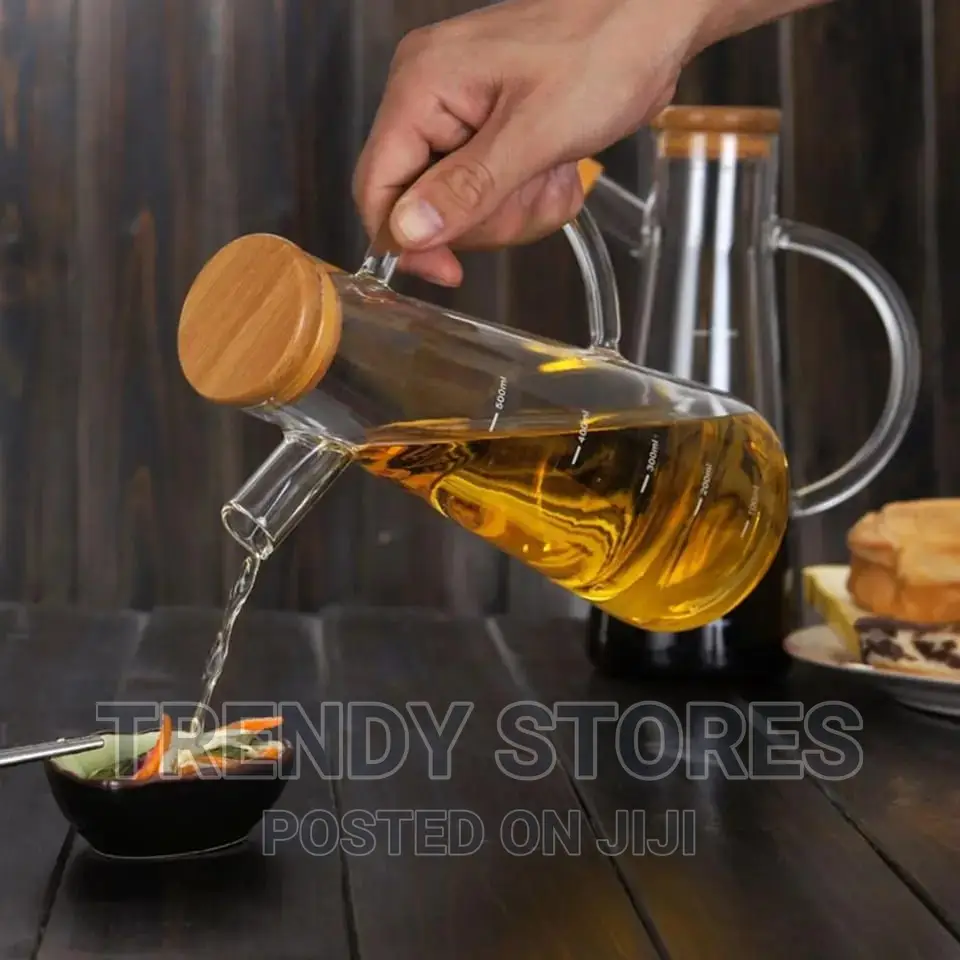 580ml Glass Oil/Vinegar Jar With Bamboo Lid