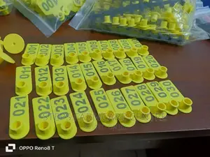 Yellow Slim Numbered Ear Tags for Goats