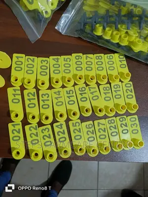 Yellow Slim Numbered Ear Tags for Goats
