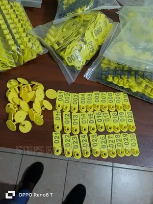 Yellow Slim Numbered Ear Tags for Goats