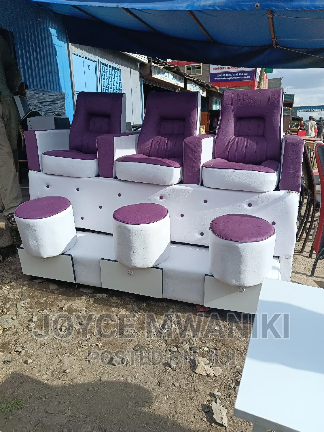 Pedicure Seat With Drawers and 3 Footrest.