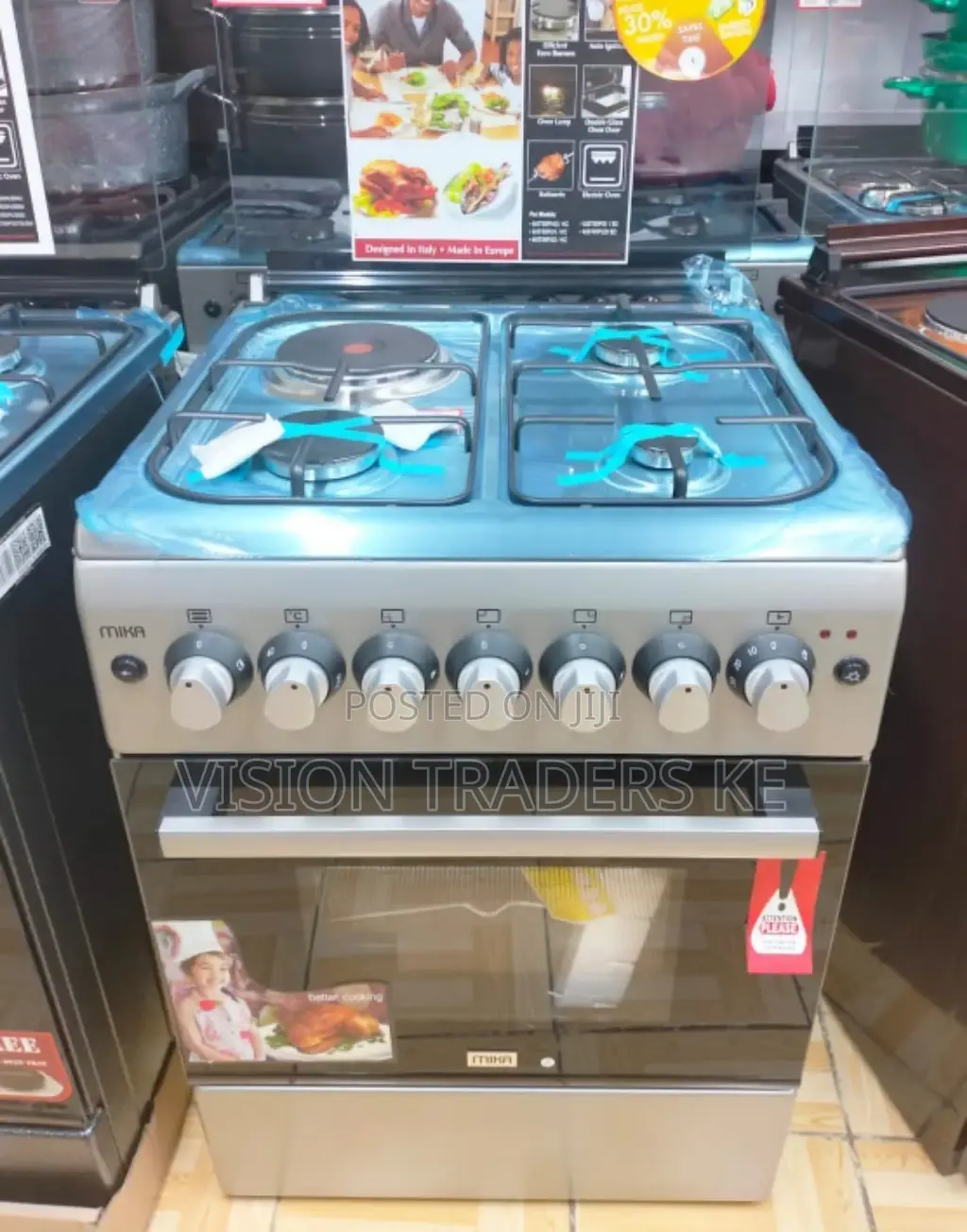 Mika 60*60 3+1 Standing Cooker Electric Oven Top Stainless.
