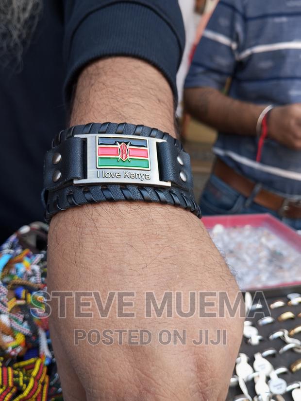 Kenyan Flag Leather Bracelet.