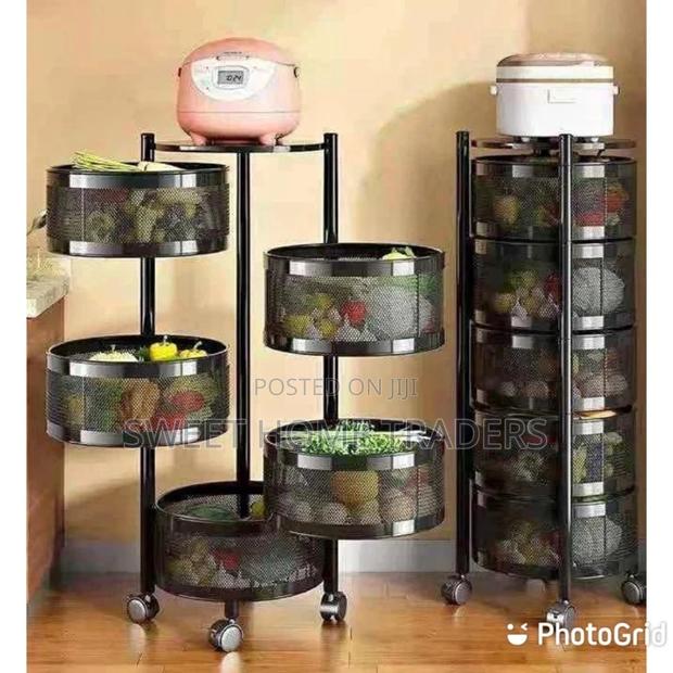 Generic Fruits/Kitchen Rotating Rack With Wheels 5 Tier