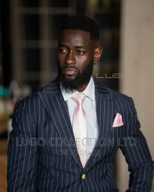 Pinstripe Black Suit
