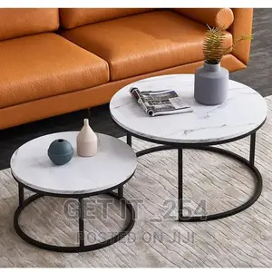 PURE MARBLE Nesting Table With Golden Stands