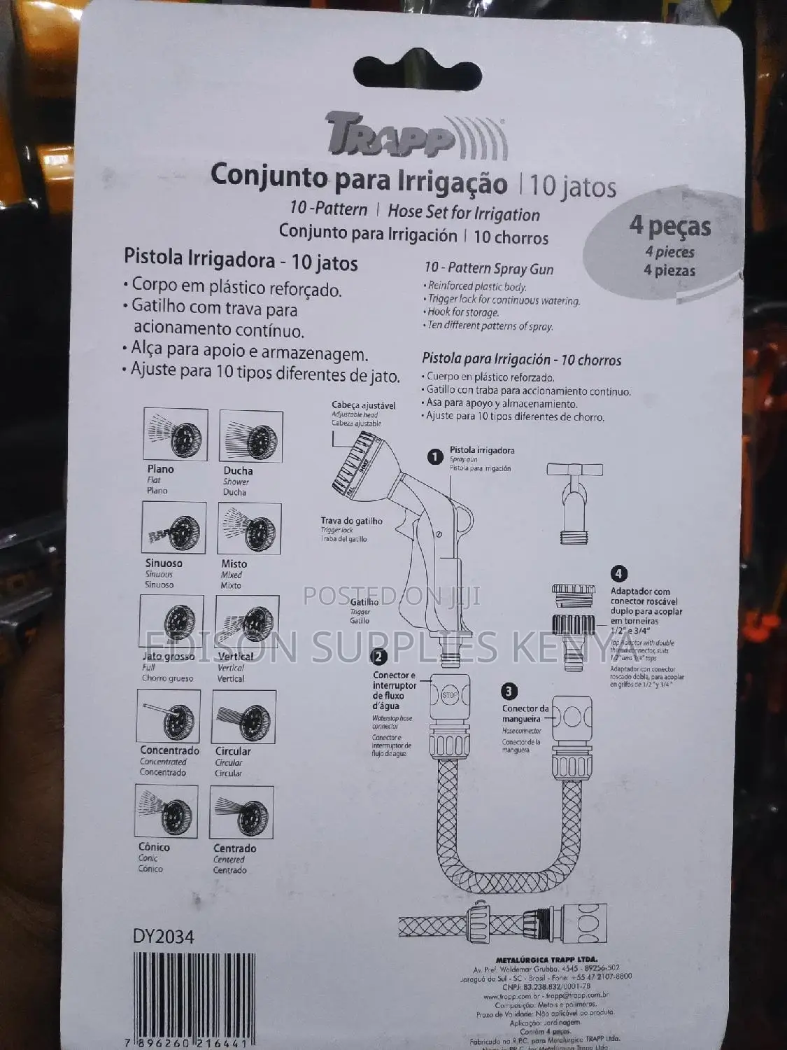 Trapp Spray Gun Water Gun 10 Patterns + Hose Connectors Pipe