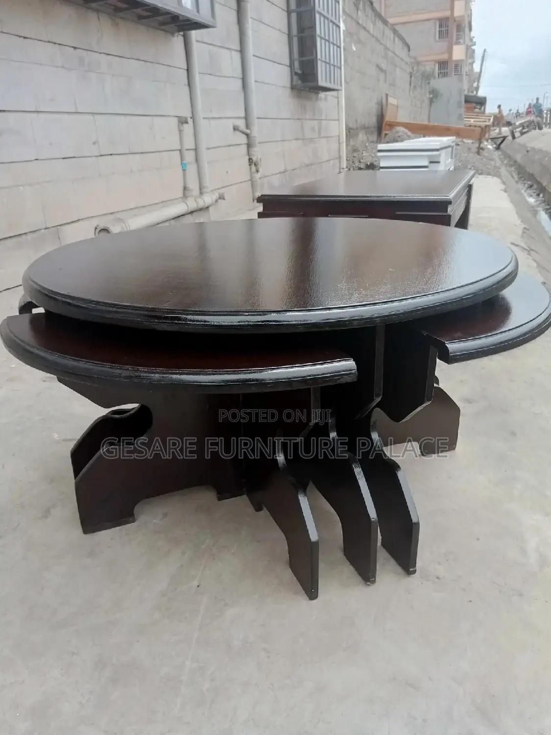 Round Coffee Table With Four Stools