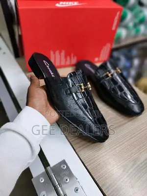 Brown and Black Male Mule Clarks Shoes