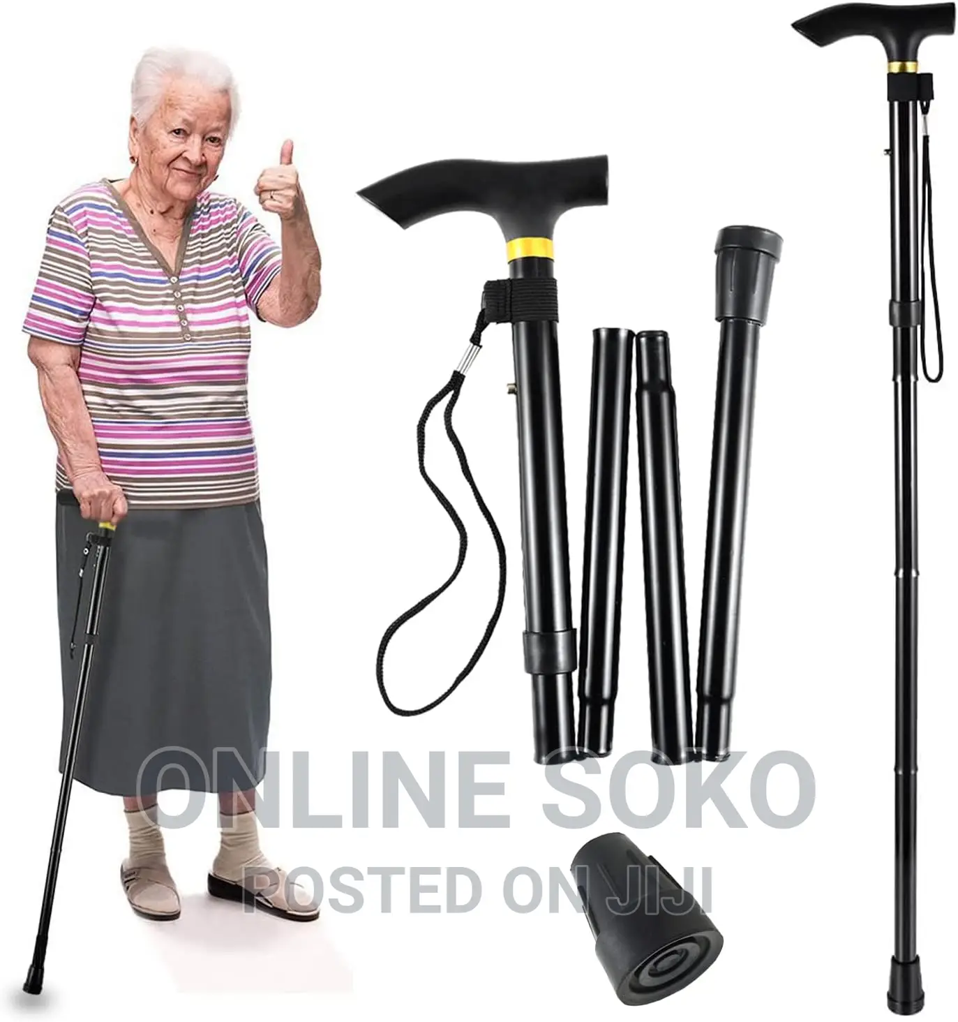 Lightweight Adjustable Metal Folding Cane Walking Stick