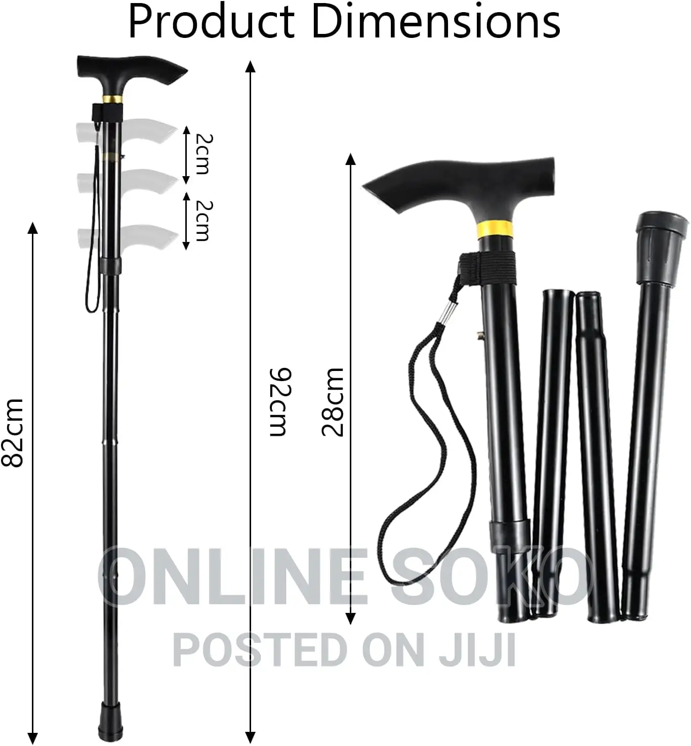 Lightweight Adjustable Metal Folding Cane Walking Stick