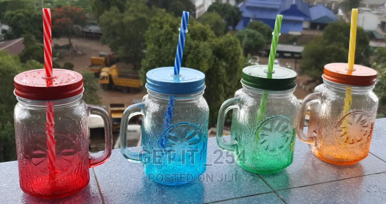 Glass Smoothie Cup Maison Jar With Straw