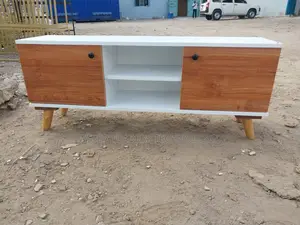 Sydney 4ft 55" Tv Stand (White and Teak) Wooden Tv Stand