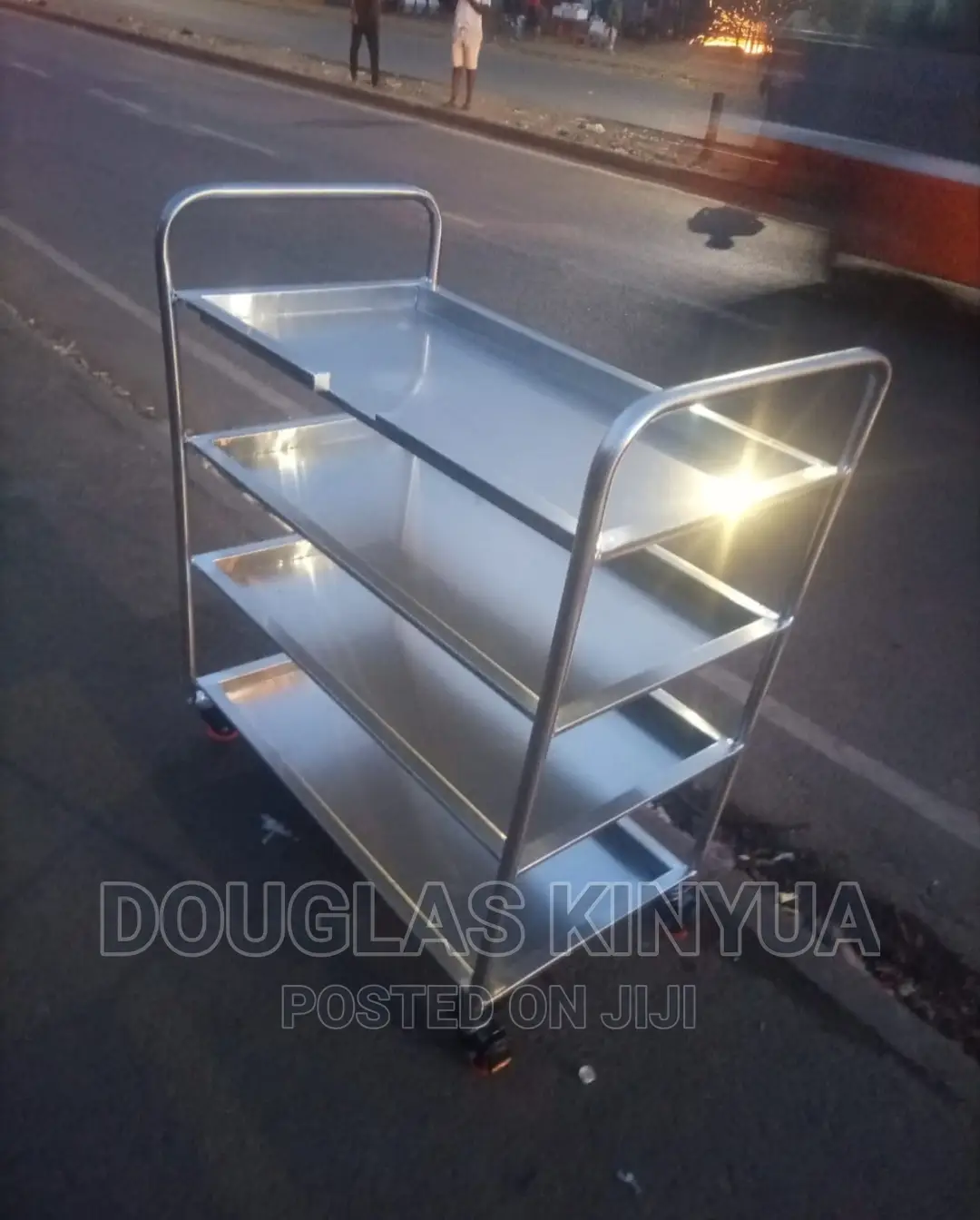 Stainless Steel Food Trolley. Four Shelves.
