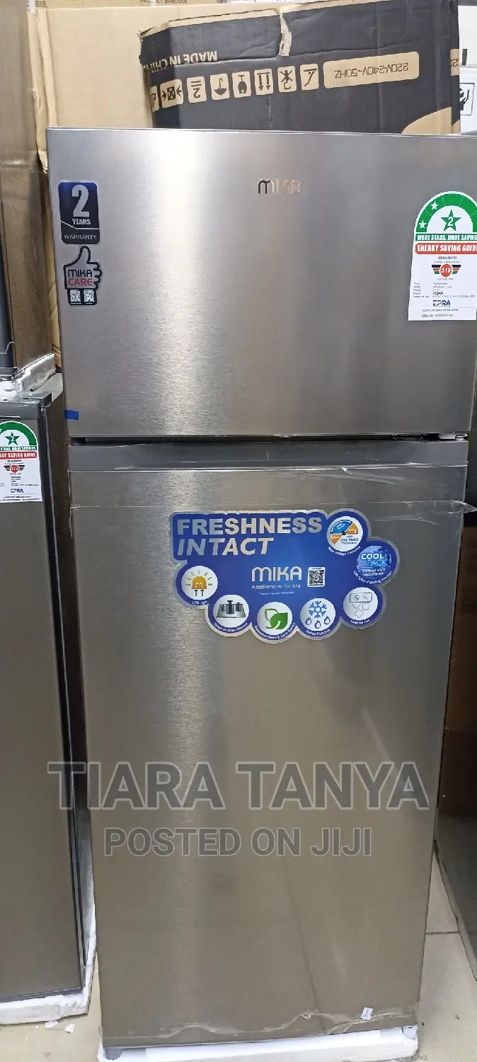 Mika Fridge, 118L, Direct Cool, Double Door, Silver Brush