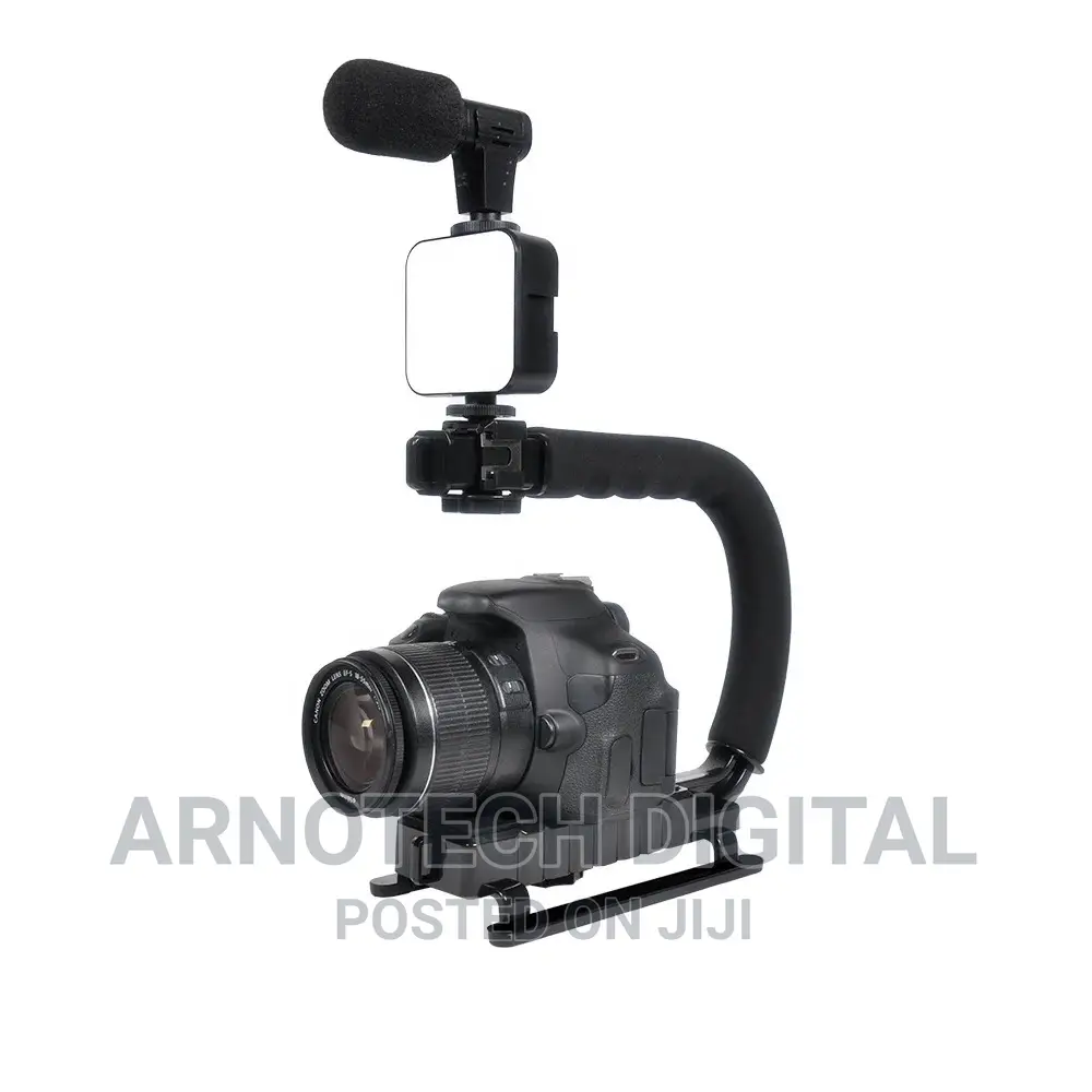 Gimbal Stabilizer With Led Studio Light Microphone