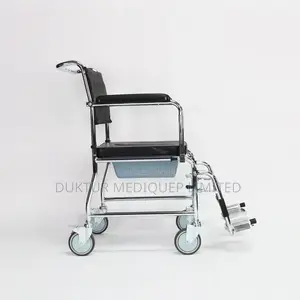 Commode Wheelchair With Castors U-Cut Bowl