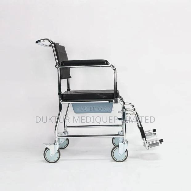 Commode Wheelchair With Castors U-Cut Bowl - thumbnail 2