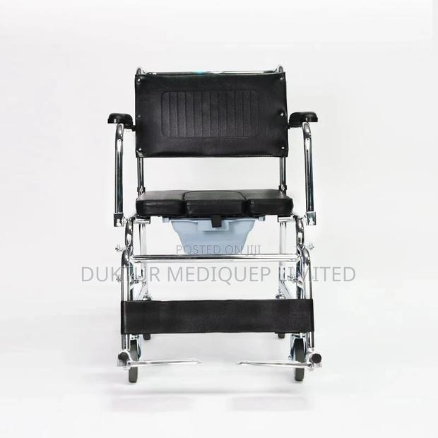 Commode Wheelchair With Castors U-Cut Bowl - thumbnail 4