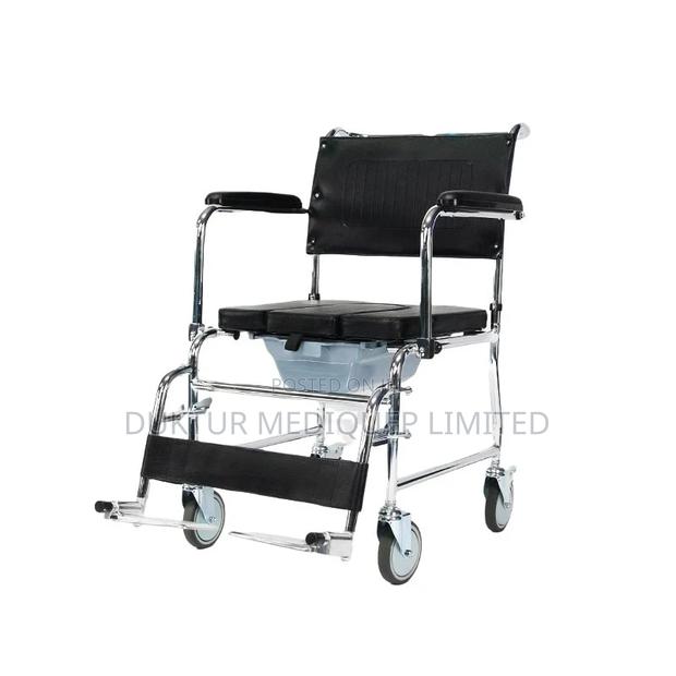 Commode Wheelchair With Castors U-Cut Bowl - thumbnail 5
