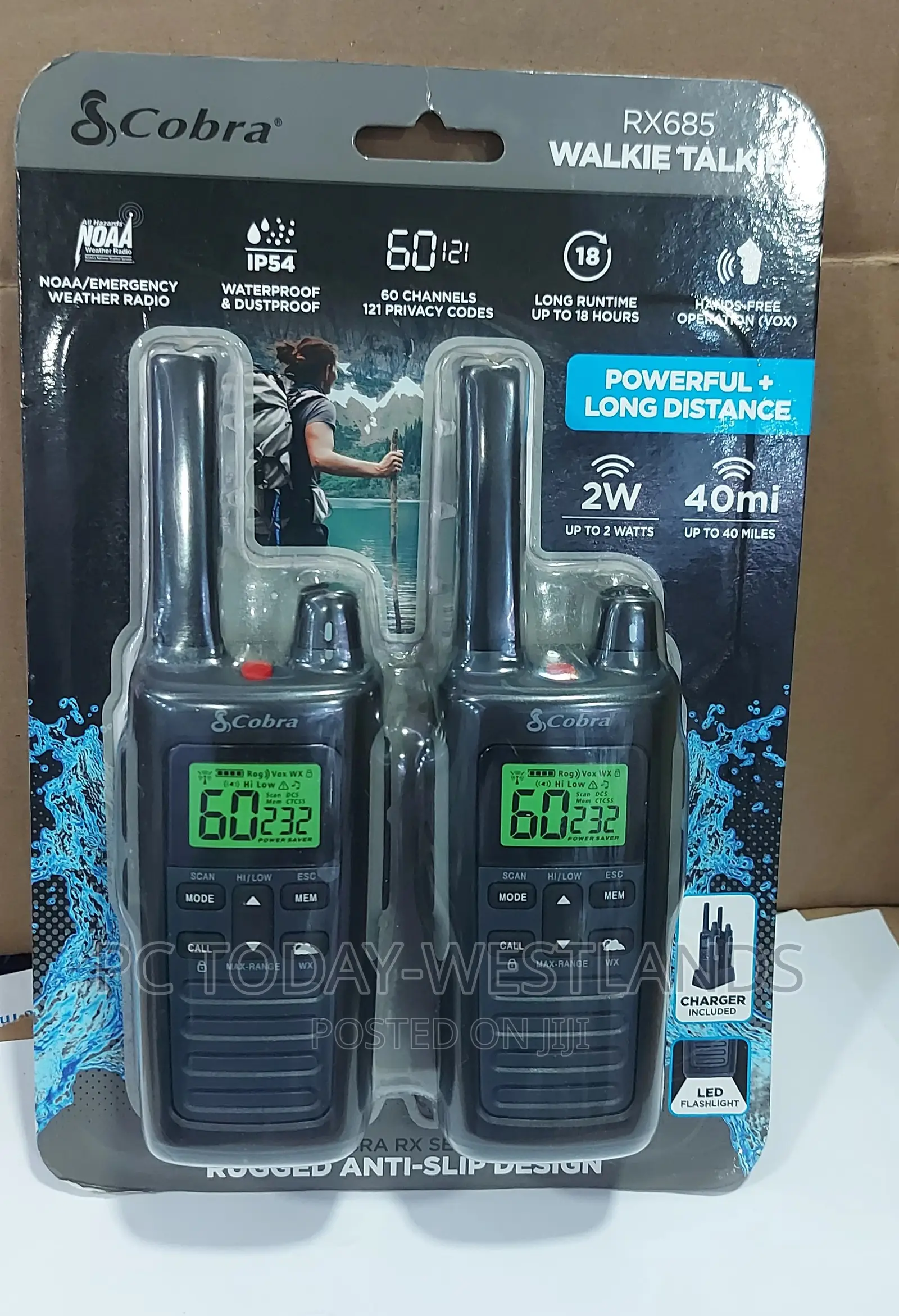 Cobra RX Series Walkie Talkie (RX685) Heavy Duty 40 Miles