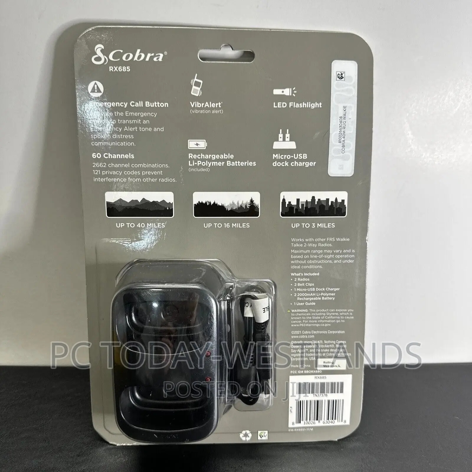 Cobra RX Series Walkie Talkie (RX685) Heavy Duty 40 Miles
