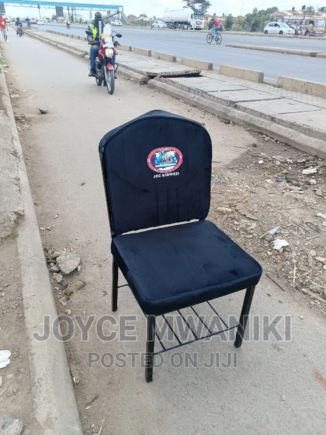 Church Chair, Black With Logo and Without Armrest.