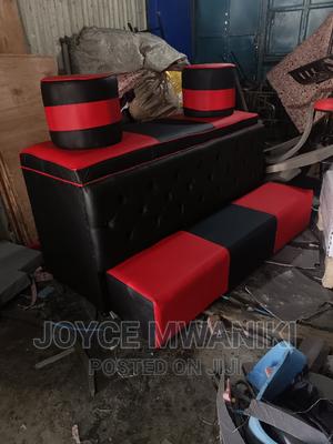 Pedicure Seat 3 Seater, Backless Red and Black. - thumbnail 2