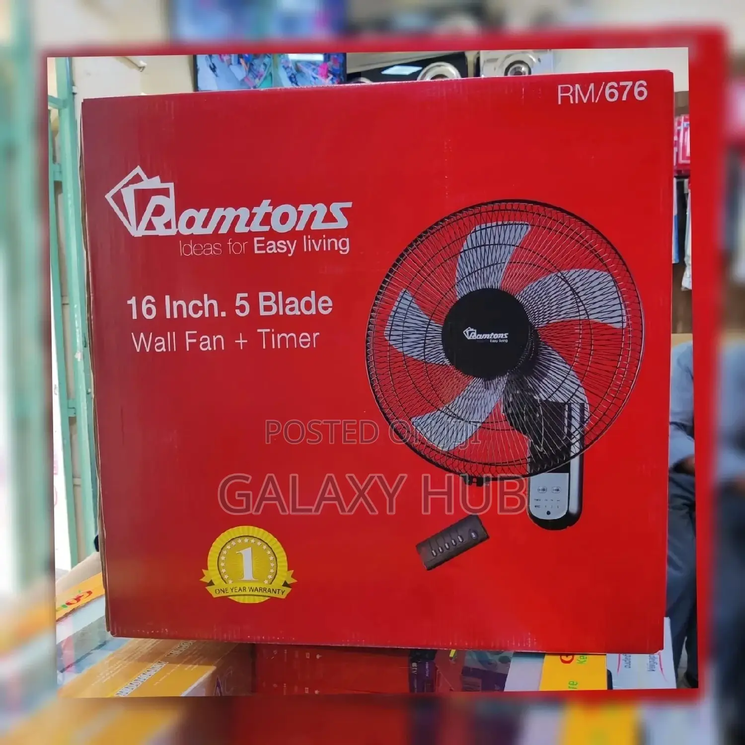 Ramtons 16" Wall Fan With Remote