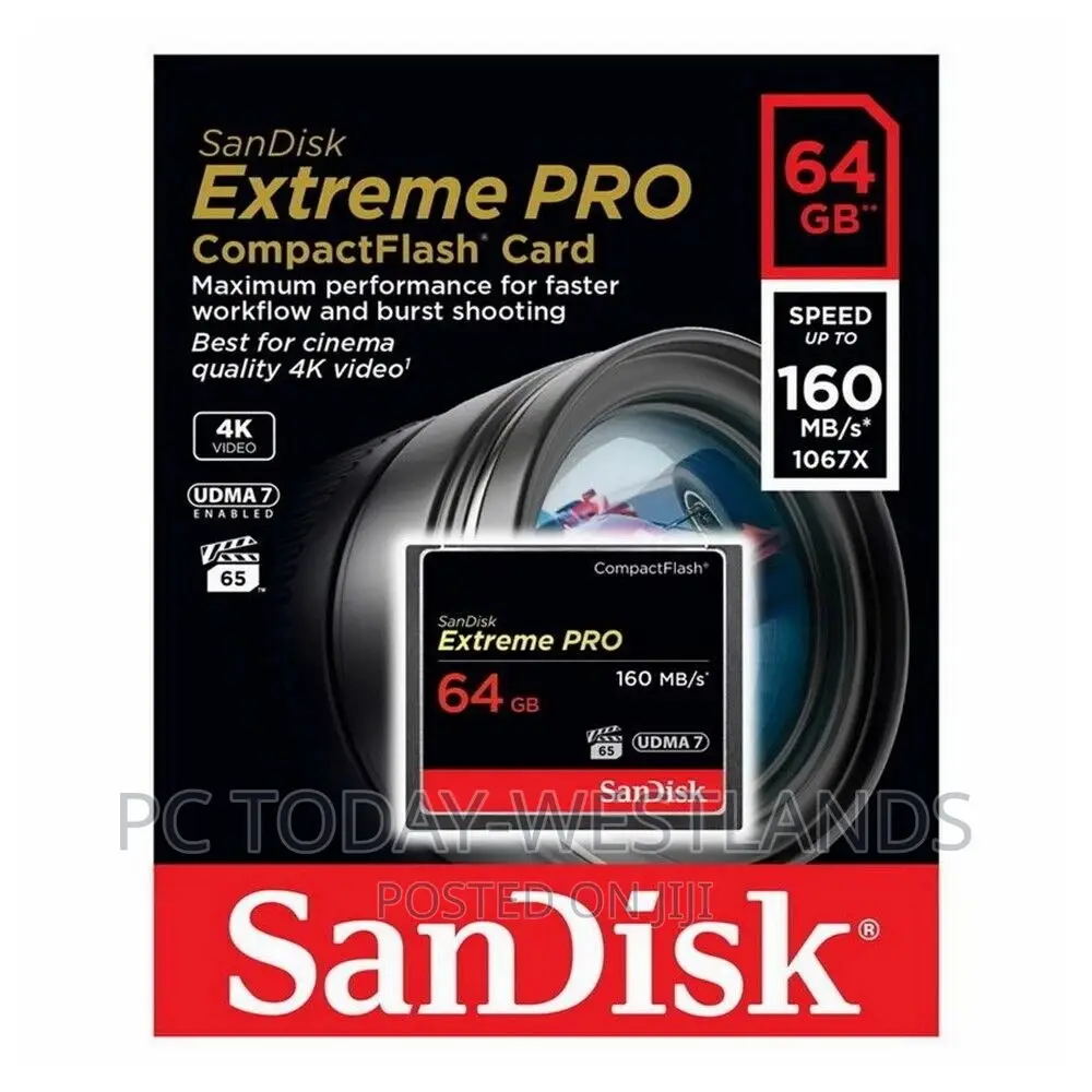 Sandisk Extreme Pro 64GB Compact Flash Memory Card CF 160MBS