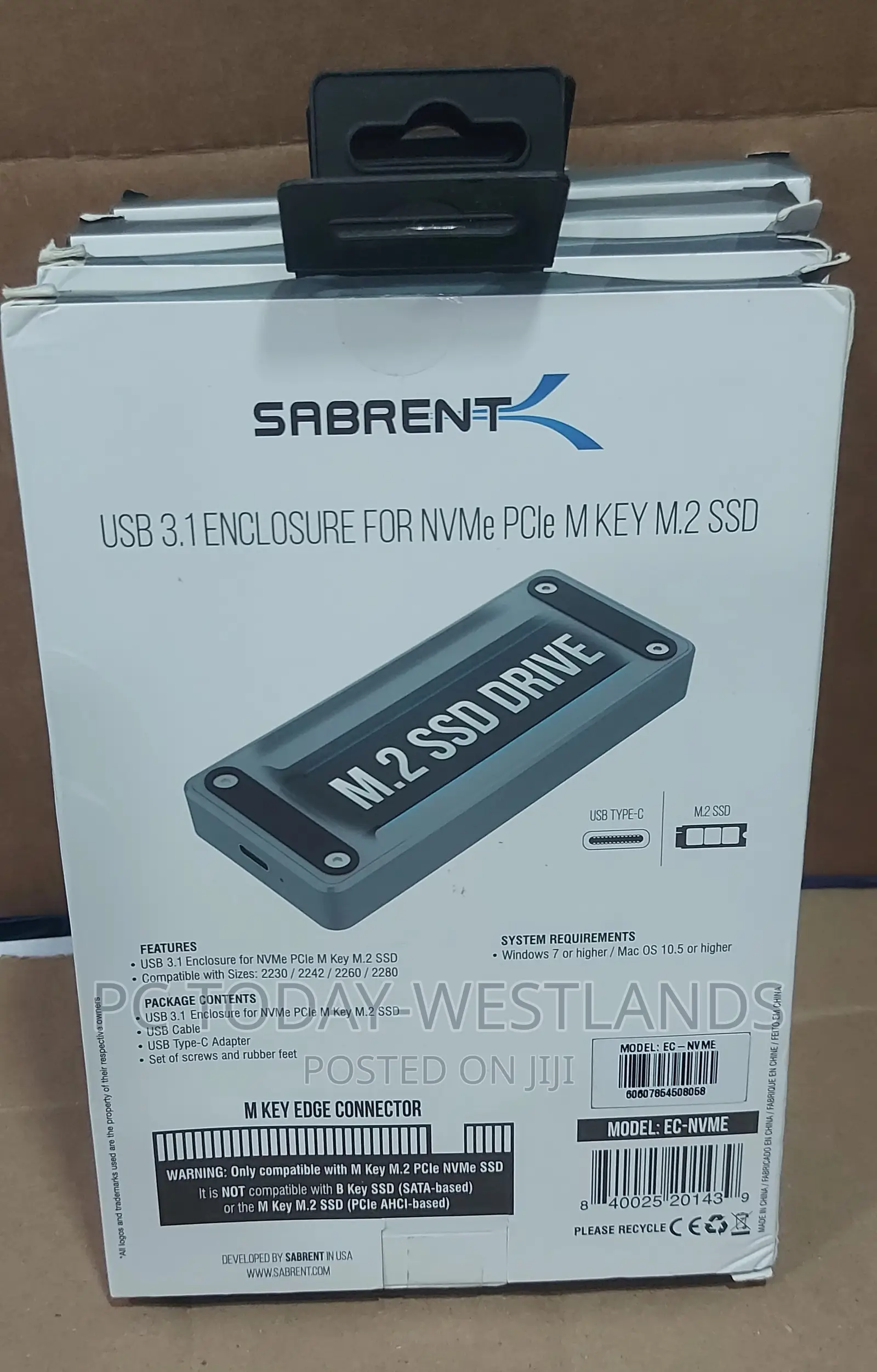 SABRENT USB 3.1 Aluminum Enclosure for M.2 Nvme SSD