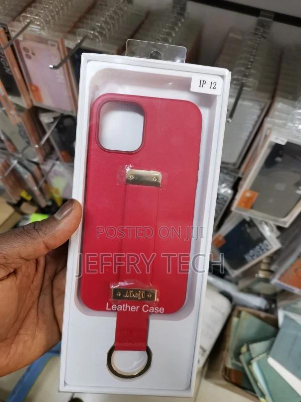 iPhone 12 Snap-on Grip Holder Leather Case - main view