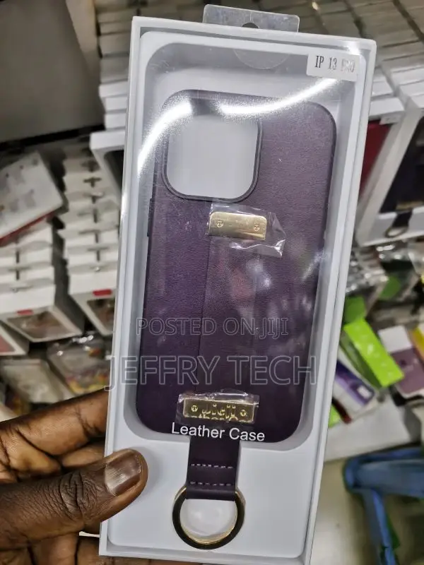 iPhone 13 Pro Case Leather Hand Strap, Key Ring Purple