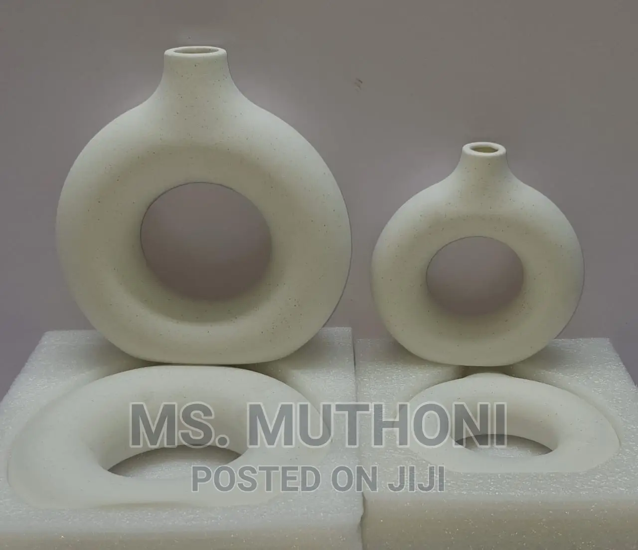 Porcelain Ceramic 2in1 Elegant Decor Donut Flower Vases