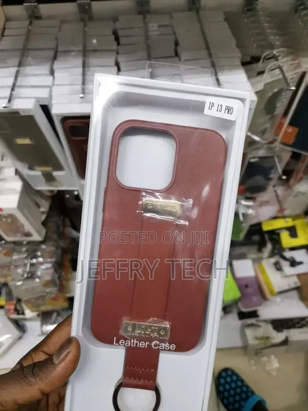 Wrist Strap PU Leather Case for iPhone 13 Pro Brown Case