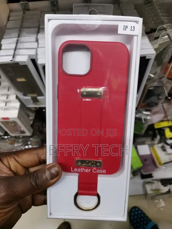Wristband Strap Ring Leather Phone Case for iPhone 13 Red