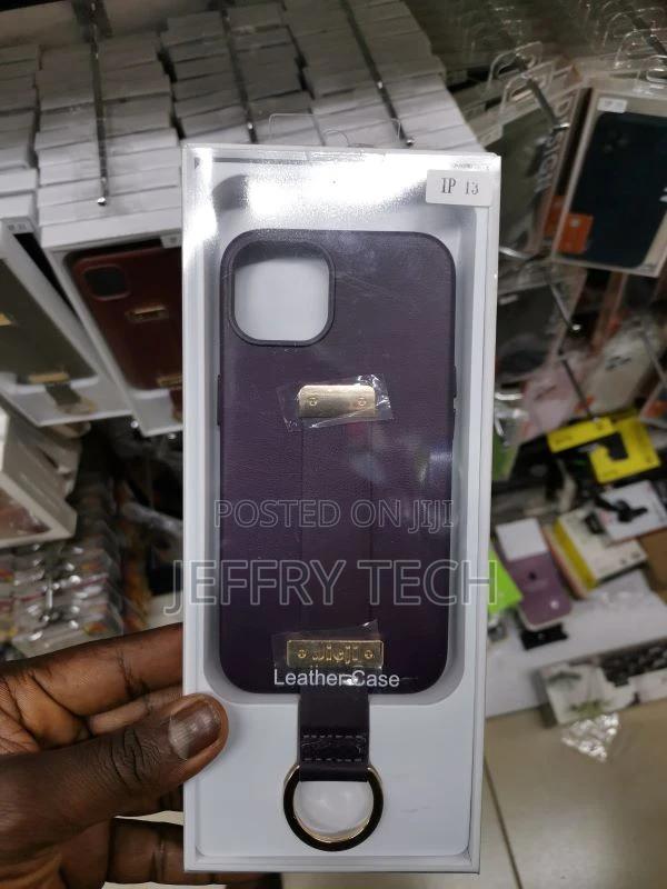 Wristband Strap Ring Purple Leather Phone Case for iPhone 13 - main view