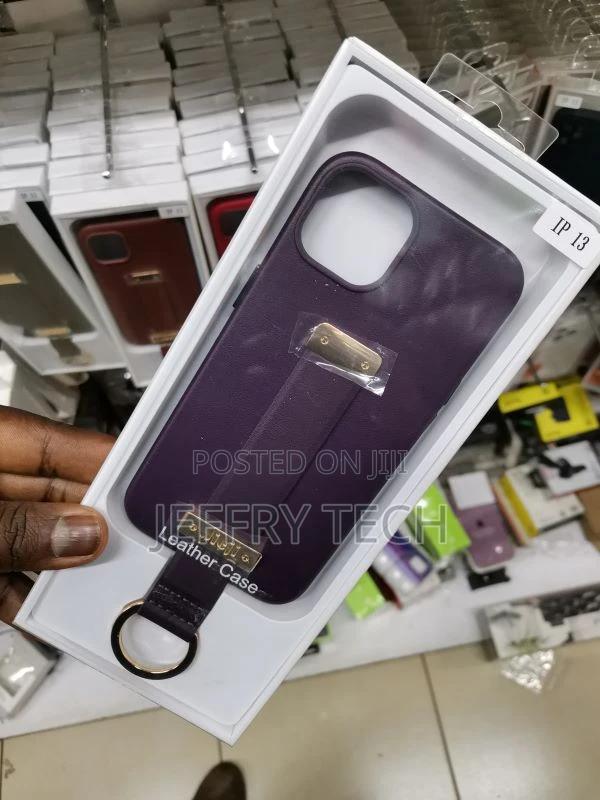 Wristband Strap Ring Purple Leather Phone Case for iPhone 13 - thumbnail 3