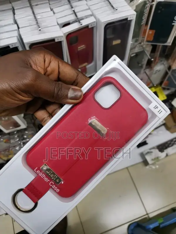 iPhone 11 Leather With Wristband Strap Hand Holder Ring Kick