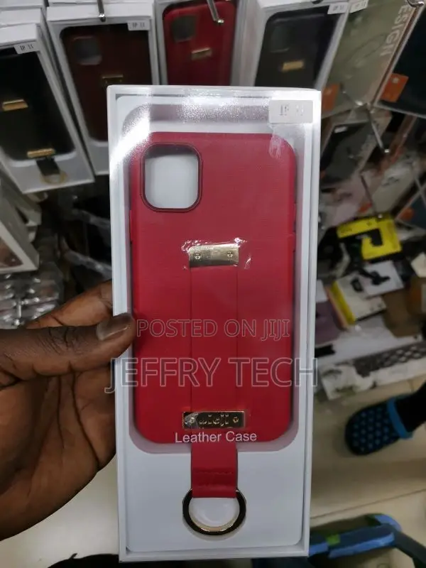 iPhone 11 Leather With Wristband Strap Hand Holder Ring Kick