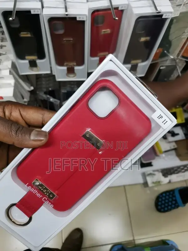 iPhone 11 Leather With Wristband Strap Hand Holder Ring Kick
