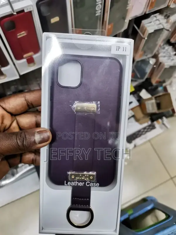 iPhone 11 Leather With Wristband Strap Holder Ring Purple