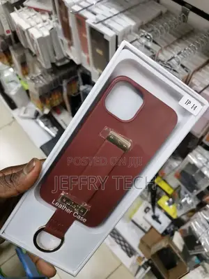 Leather iPhone 14 Case With Wristband Strap Hand Holder Ring